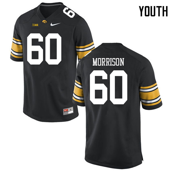 Youth #60 Jake Morrison Iowa Hawkeyes College Football Jerseys Sale-Black
